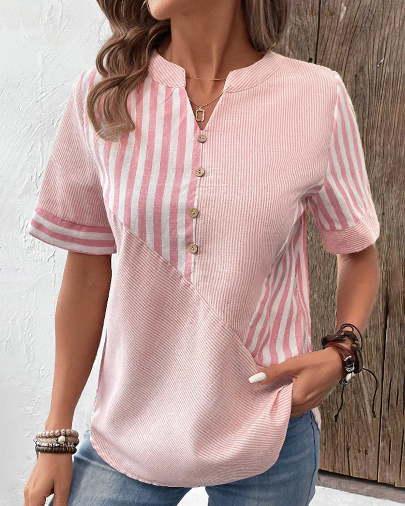 Paulette® | Striped Cotton-Polyester Blouse Shirt - Image 10