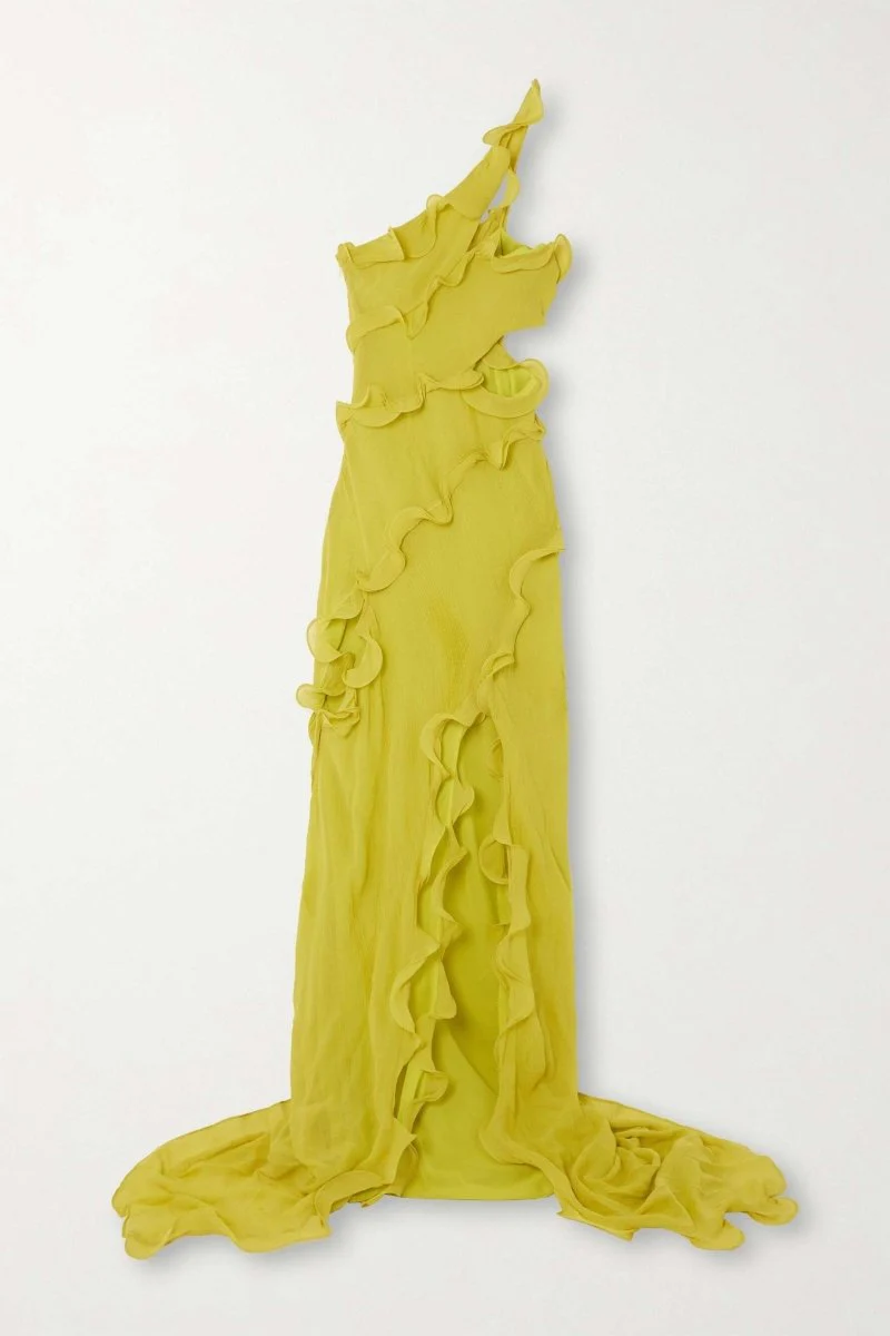 Paulina® | Maxi Chiffon Dress With One-Shoulder Straps And Ruffles - Image 7