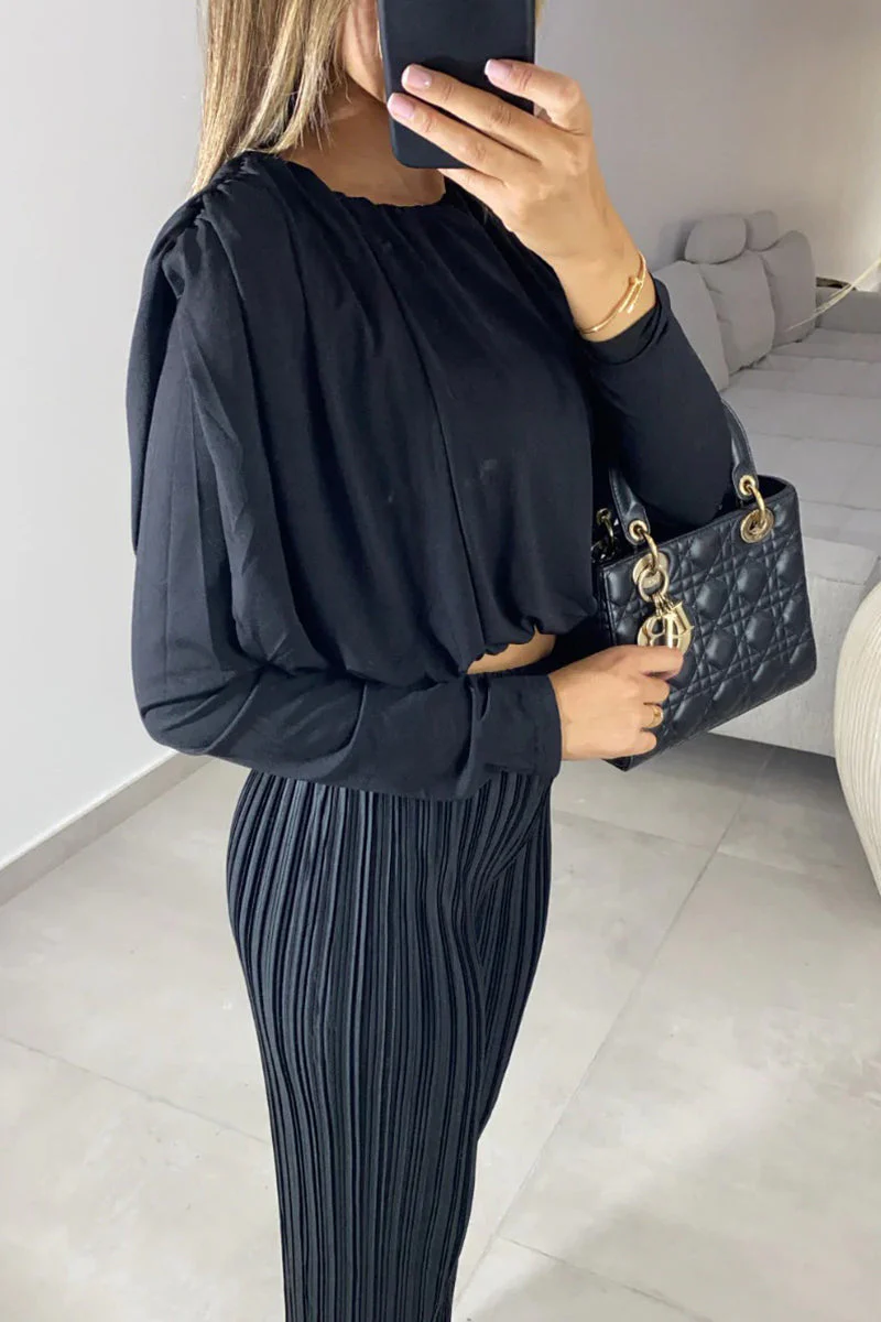 Paulina | Plain, long-sleeved two-piece suit with an O-neck - Image 5