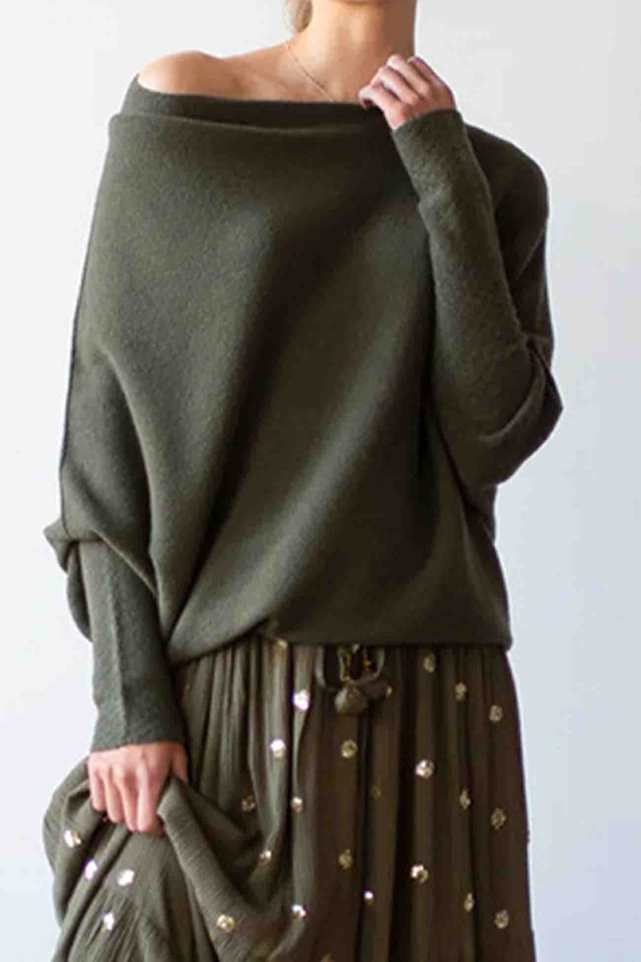 Paulina | Solid long-sleeved shirt with a crew neck - Image 6