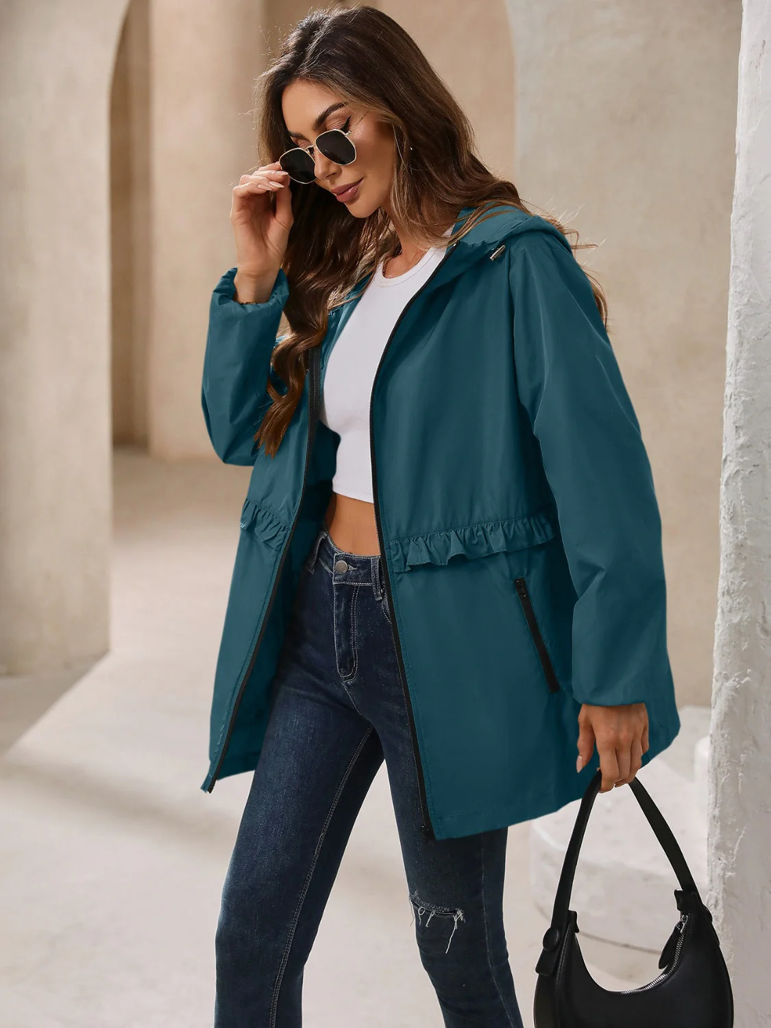 Paulina | Waterproof, long-sleeved outdoor windbreaker with hood - Image 21