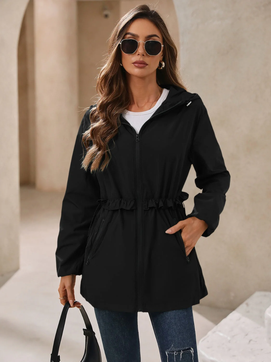 Paulina | Waterproof, long-sleeved outdoor windbreaker with hood - Image 28