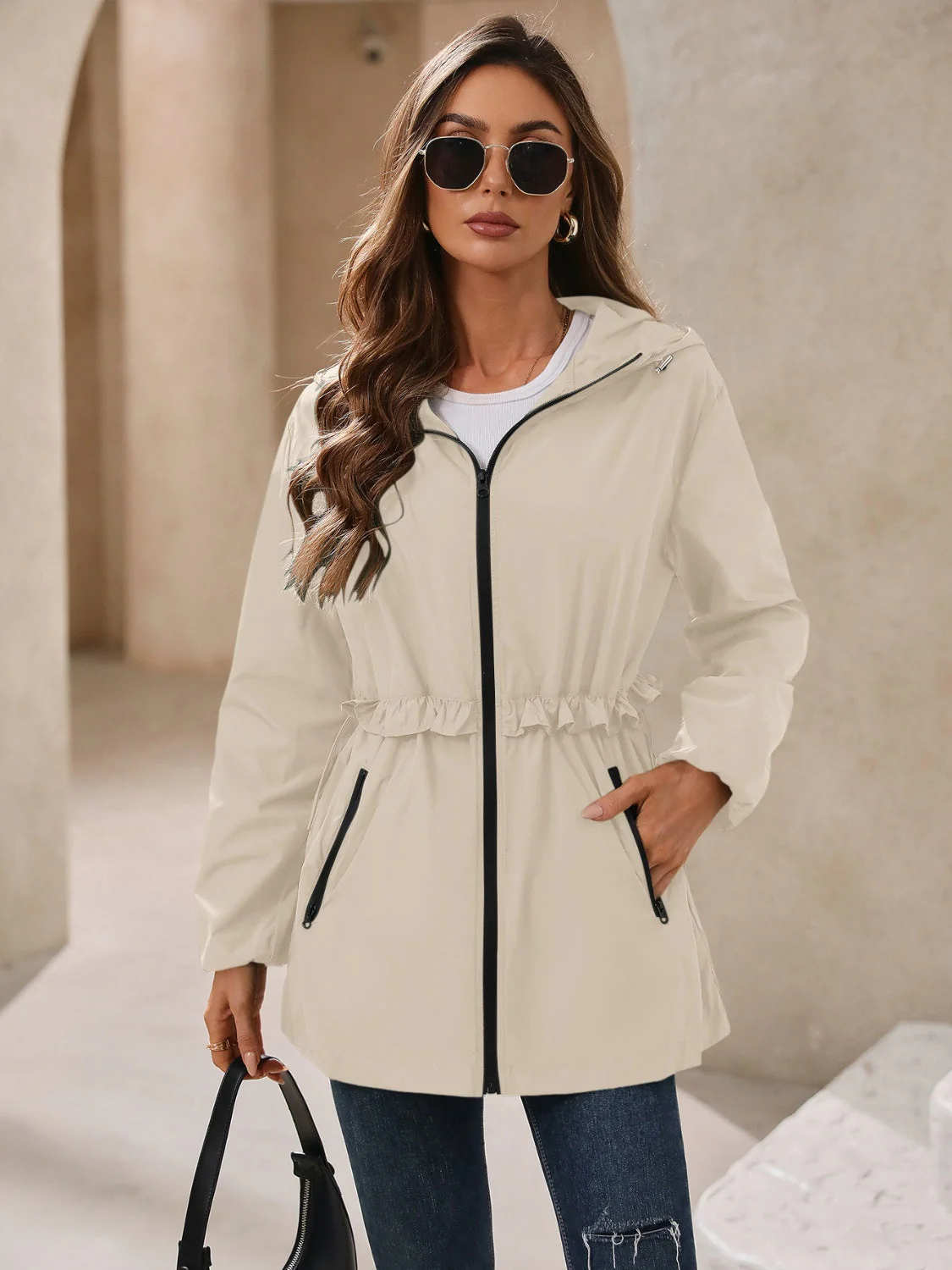 Paulina | Waterproof, long-sleeved outdoor windbreaker with hood - Image 8