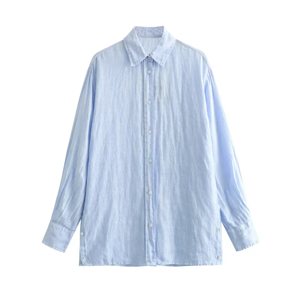 Paz® | Loose Fit Long Sleeves Linen Women'S Fashion - Image 4