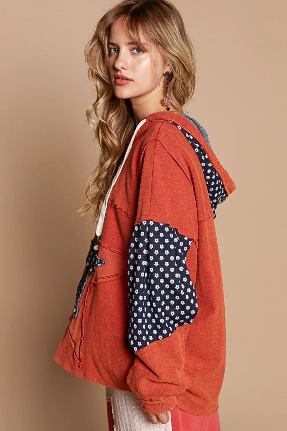 Penélope | POL Star Patchwork Raw Edge French Terry Hoodie - Image 3