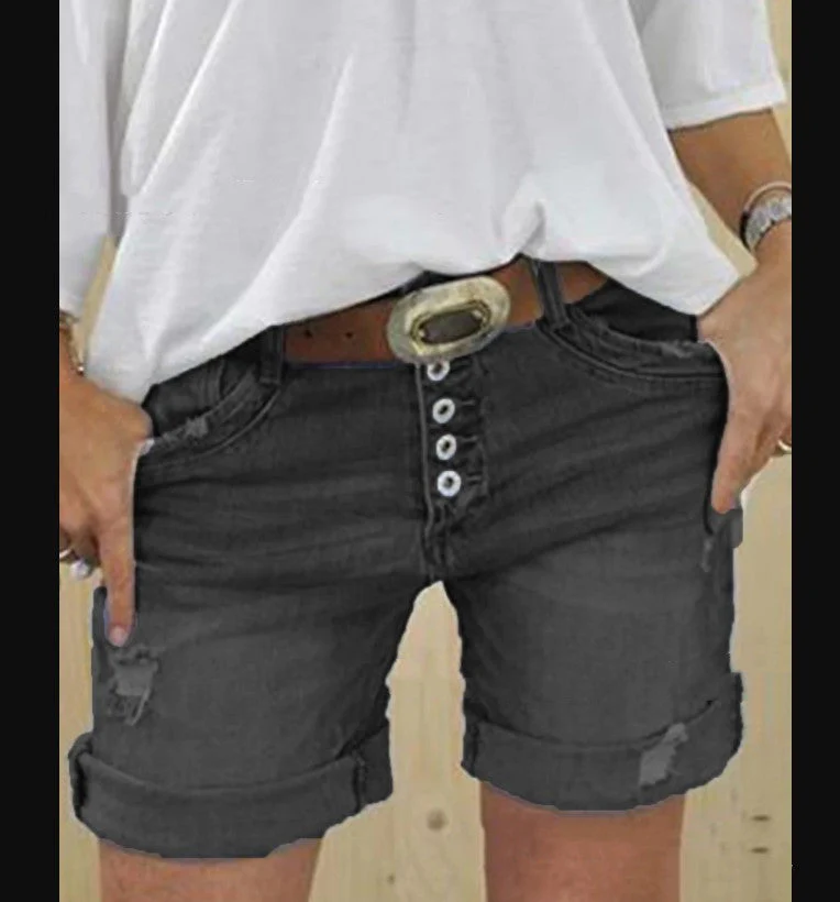 Perpetua® | Women Ripped Denim Shorts - Image 2