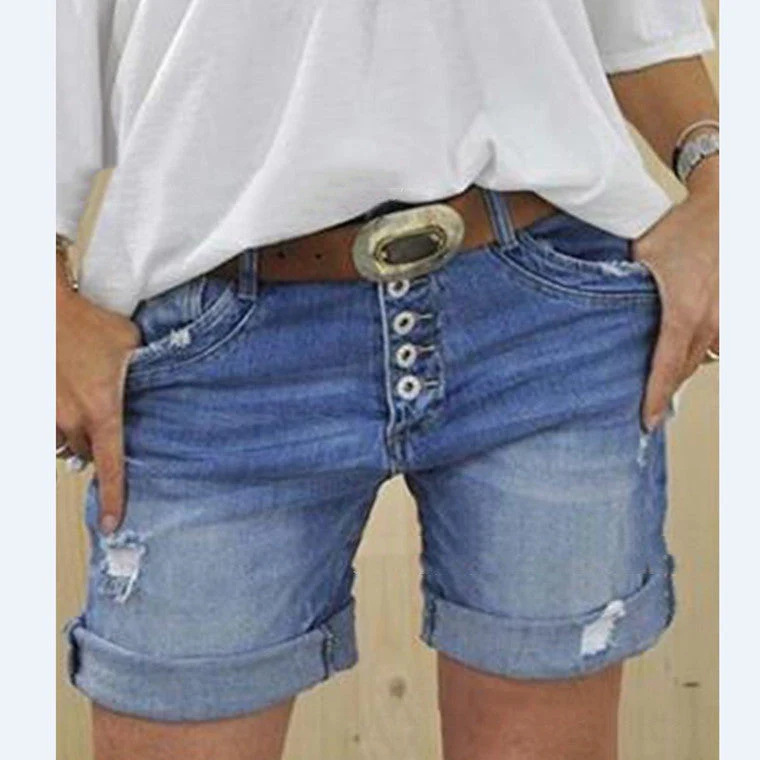 Perpetua® | Women Ripped Denim Shorts - Image 4
