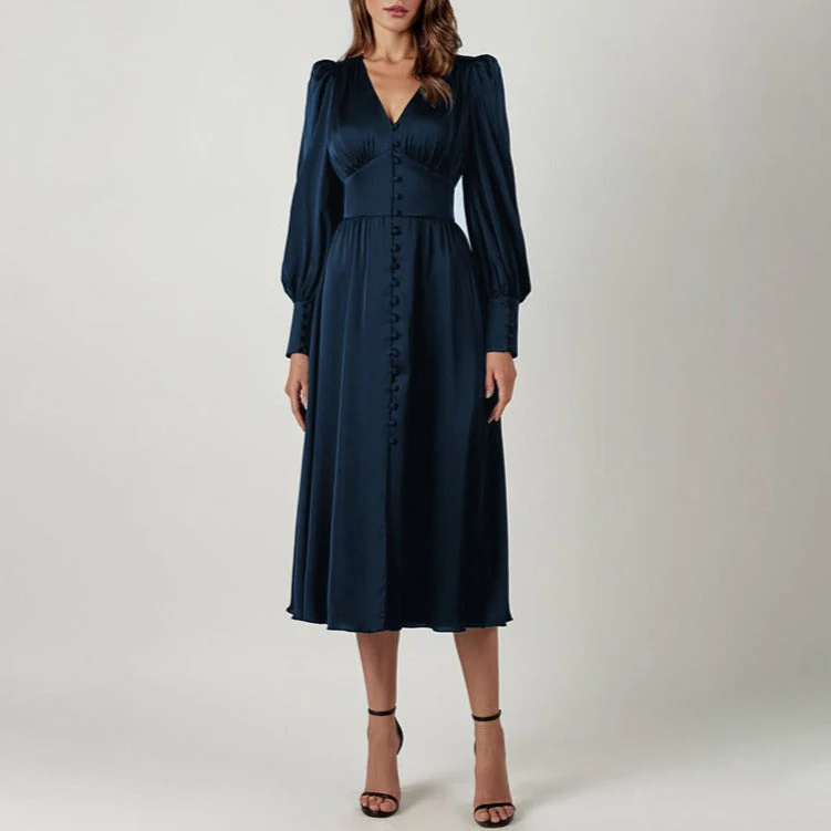 Persia® | Elegant Slit Satin Midi Dress