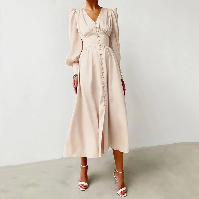 Persia® | Elegant Slit Satin Midi Dress - Image 2