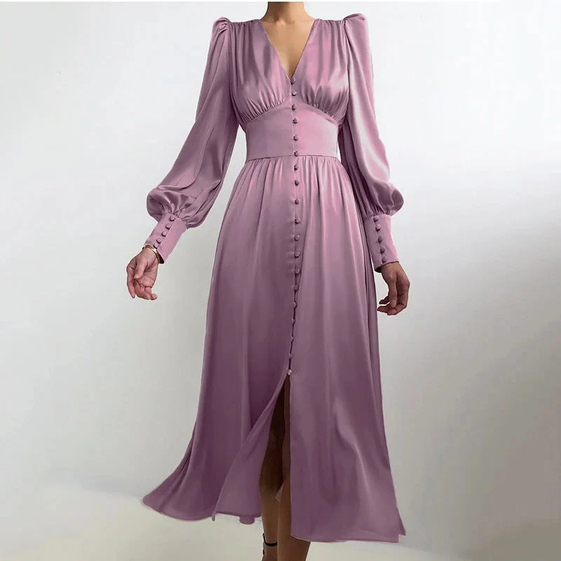 Persia® | Elegant Slit Satin Midi Dress - Image 3