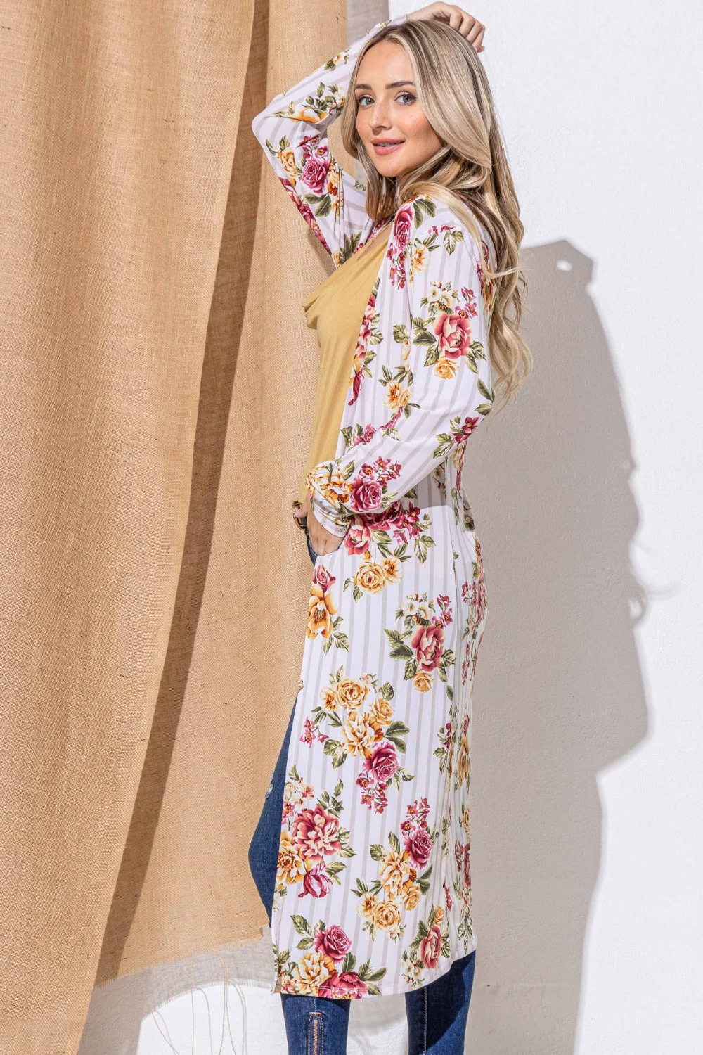 Petra | And the Why Floral Kimono open front longline cardigan - Image 3