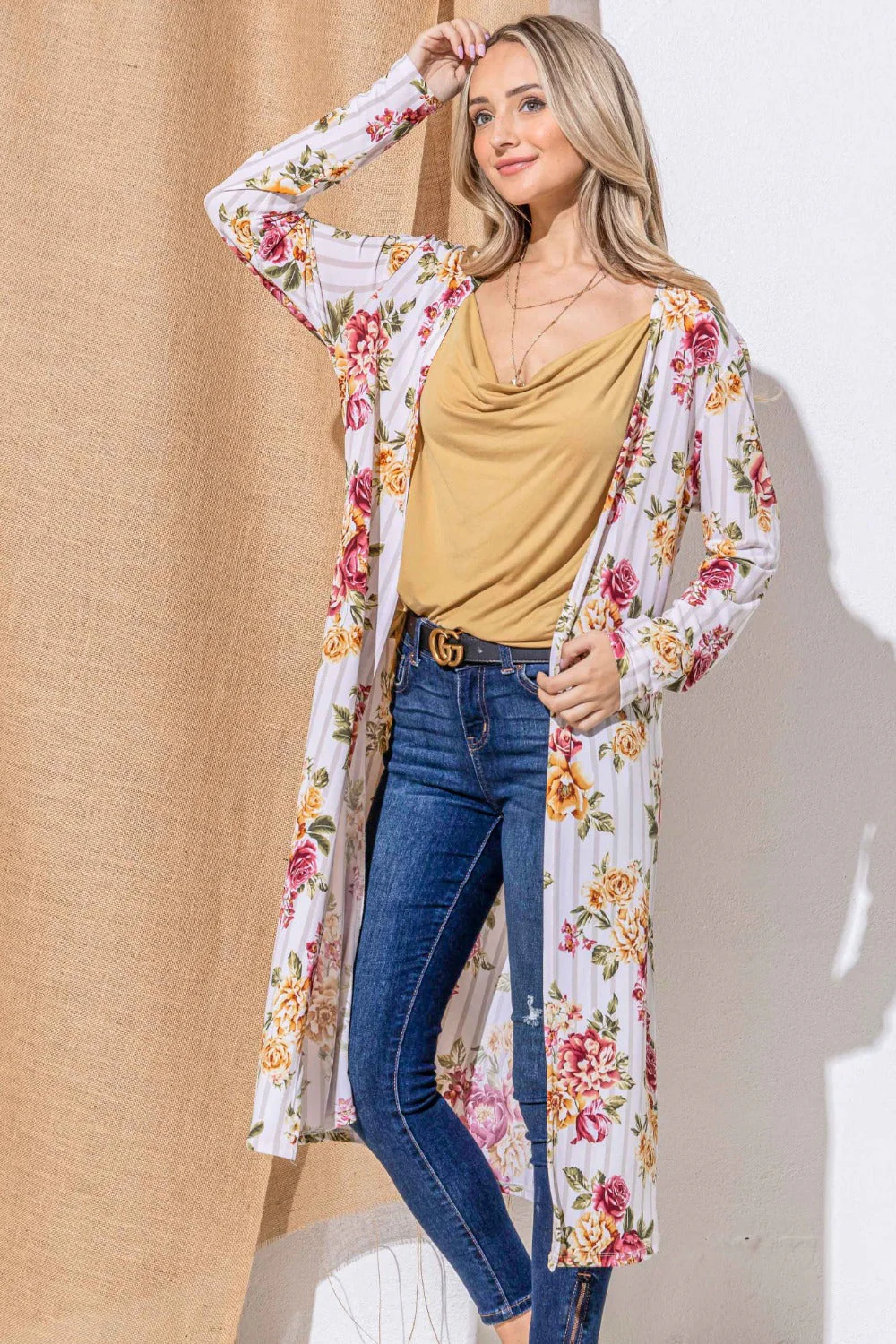 Petra | And the Why Floral Kimono open front longline cardigan - Image 4
