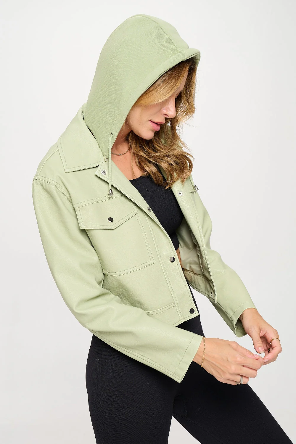 Petra | Cropped hooded jacket with snap fastening - Image 3