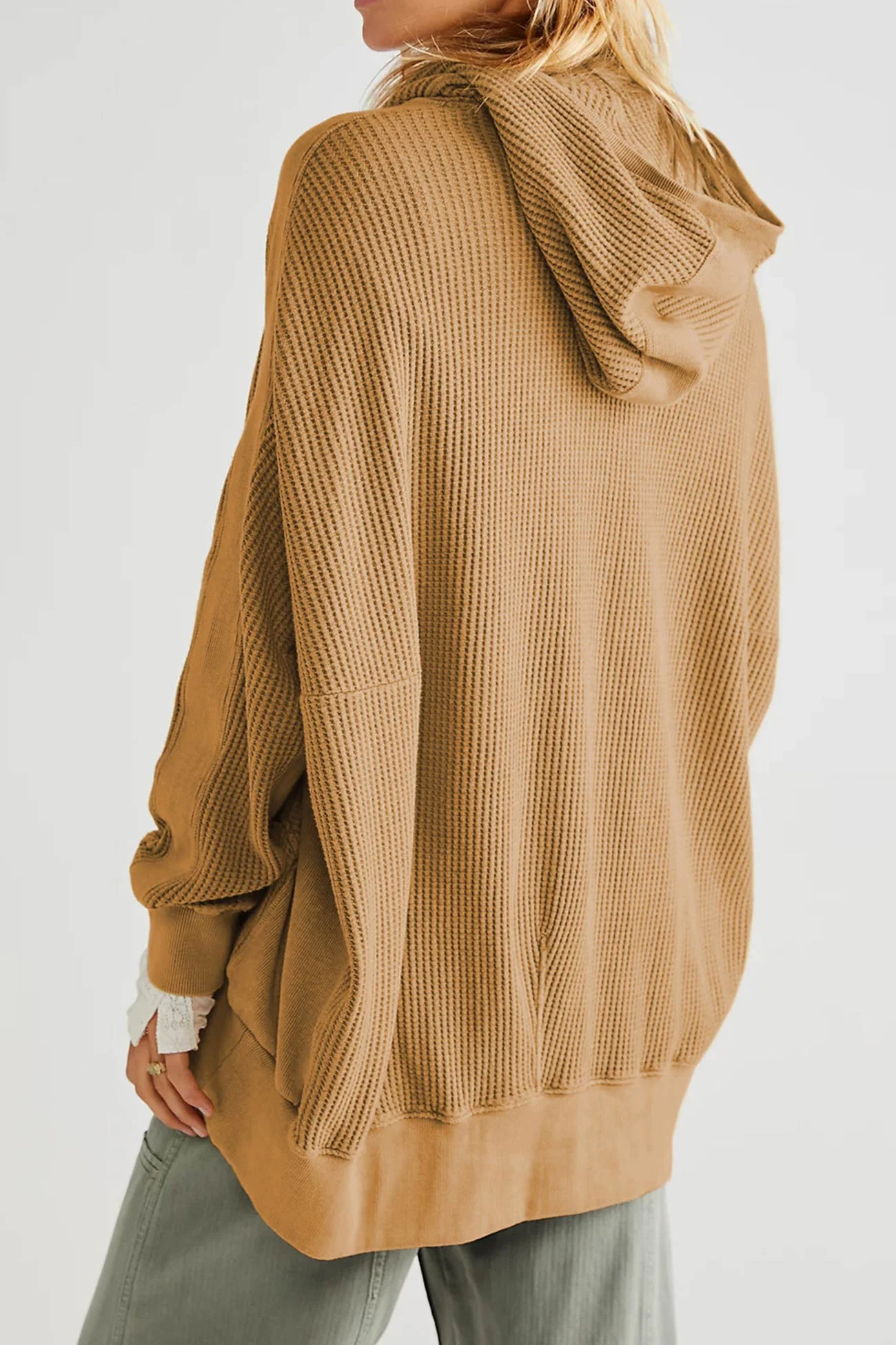 Petra | Solid color waffle zip hoodie - Image 14