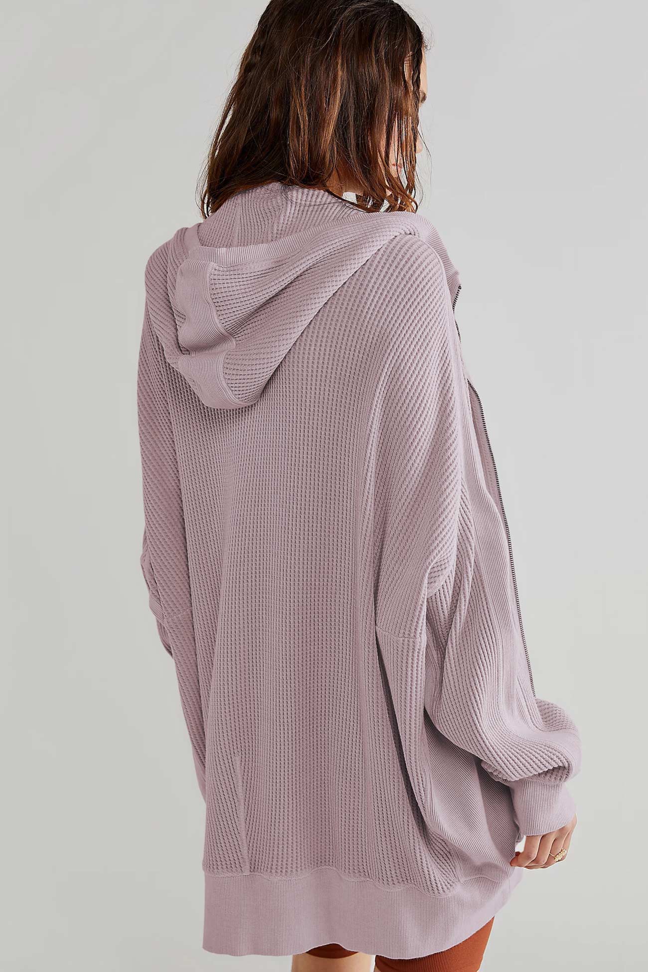 Petra | Solid color waffle zip hoodie - Image 4