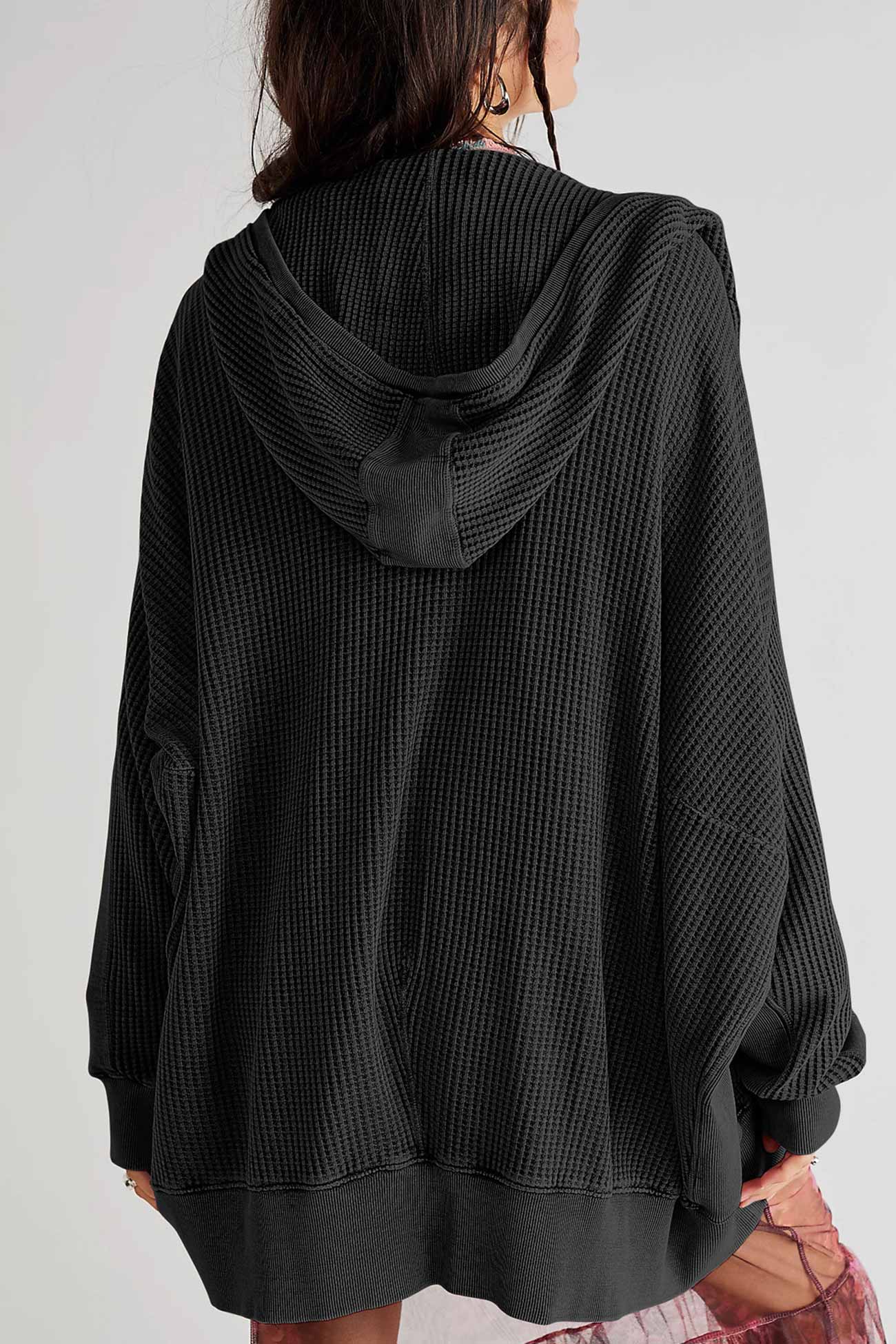 Petra | Solid color waffle zip hoodie - Image 8