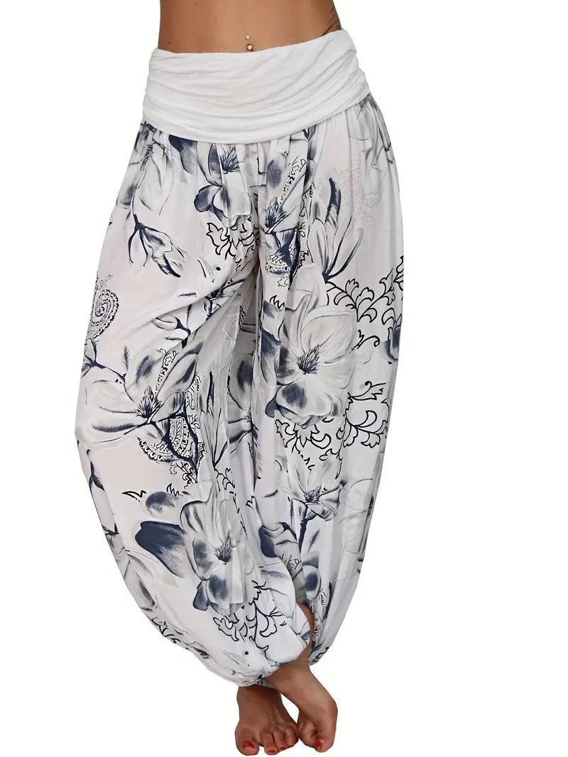Phaila® | Boho Floral Print Harem Pants High Waist Holiday Style - Image 2