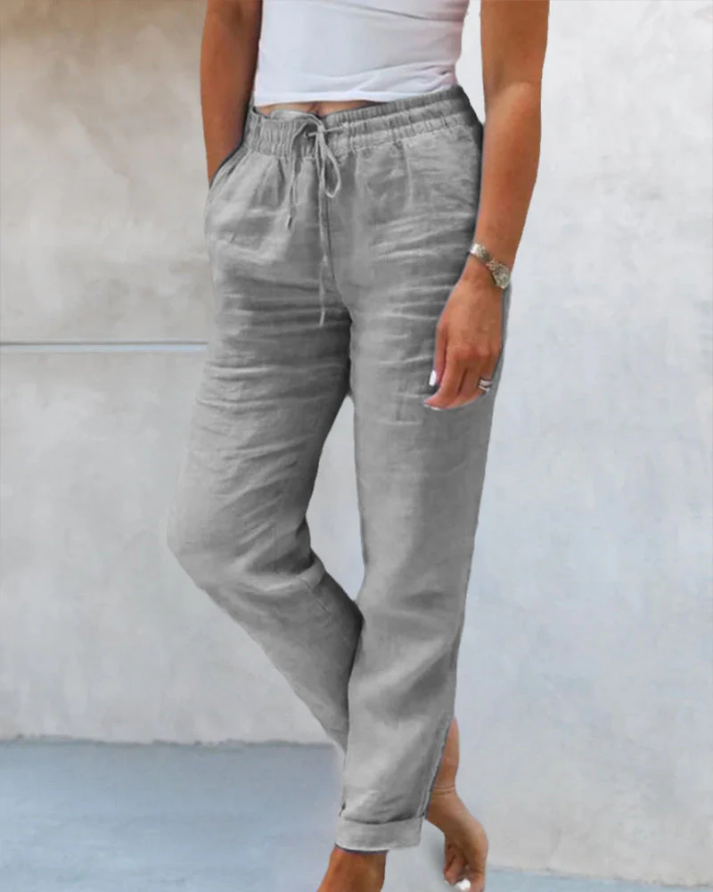 Phairin® | Plain-Colored Straight-Leg Pants - Image 3
