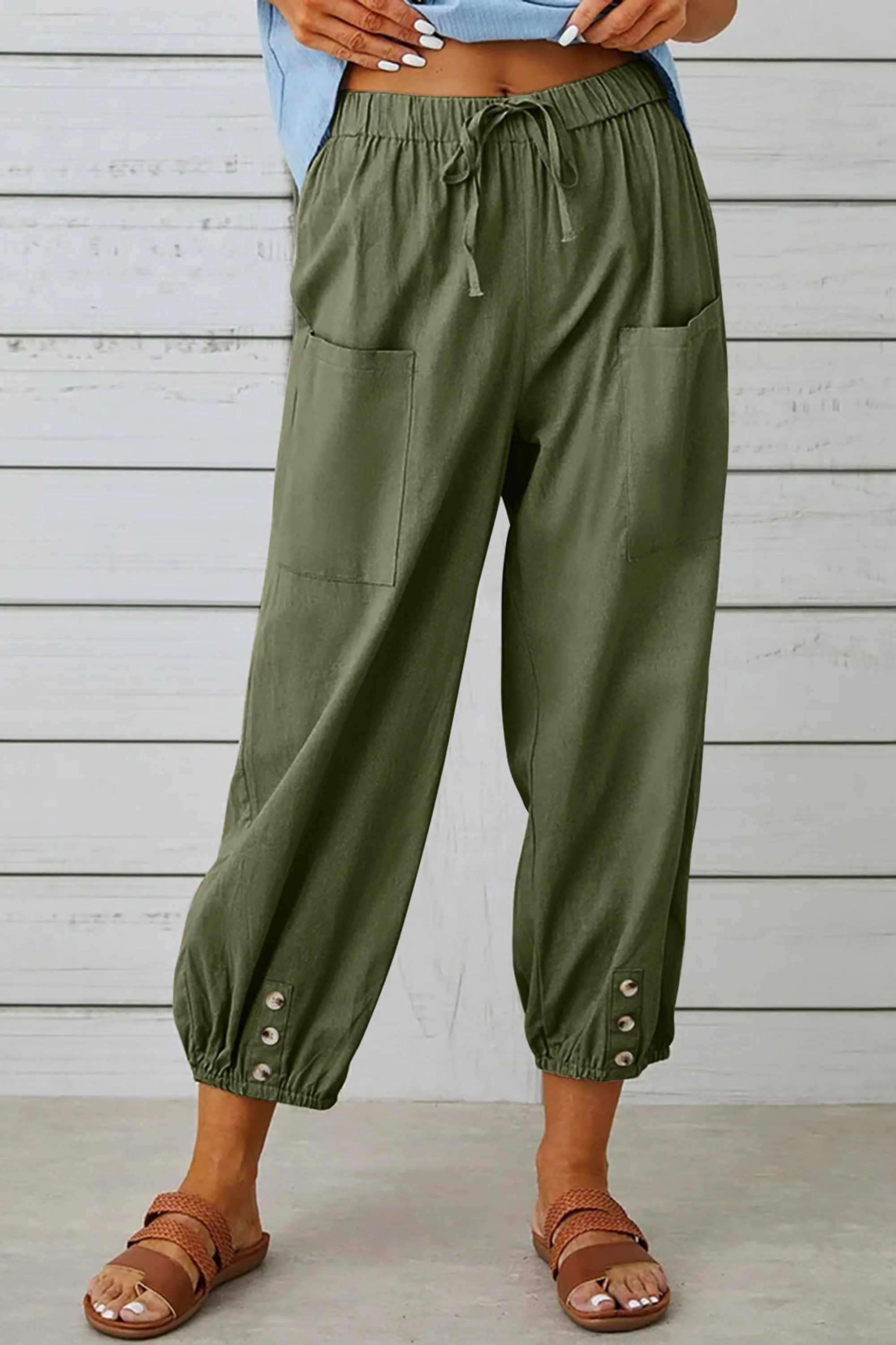 Phaola® | Fashionable Harem Pants With Button Detail For A Trendy Look - Image 10