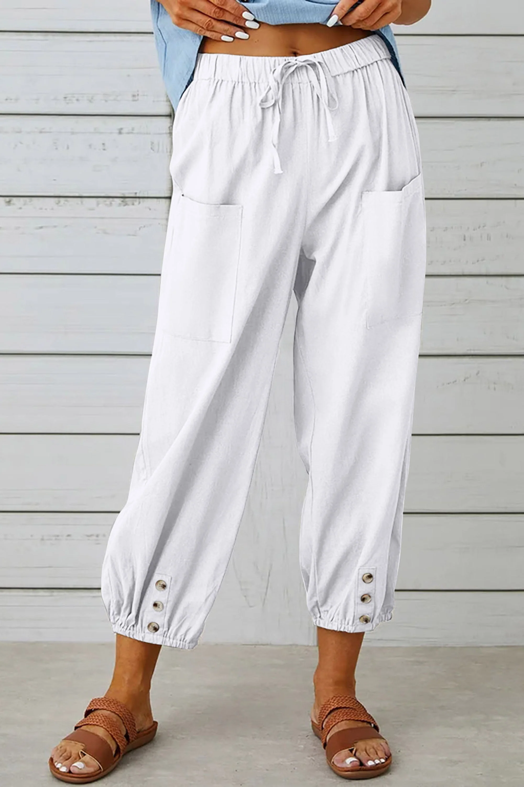Phaola® | Fashionable Harem Pants With Button Detail For A Trendy Look - Image 2
