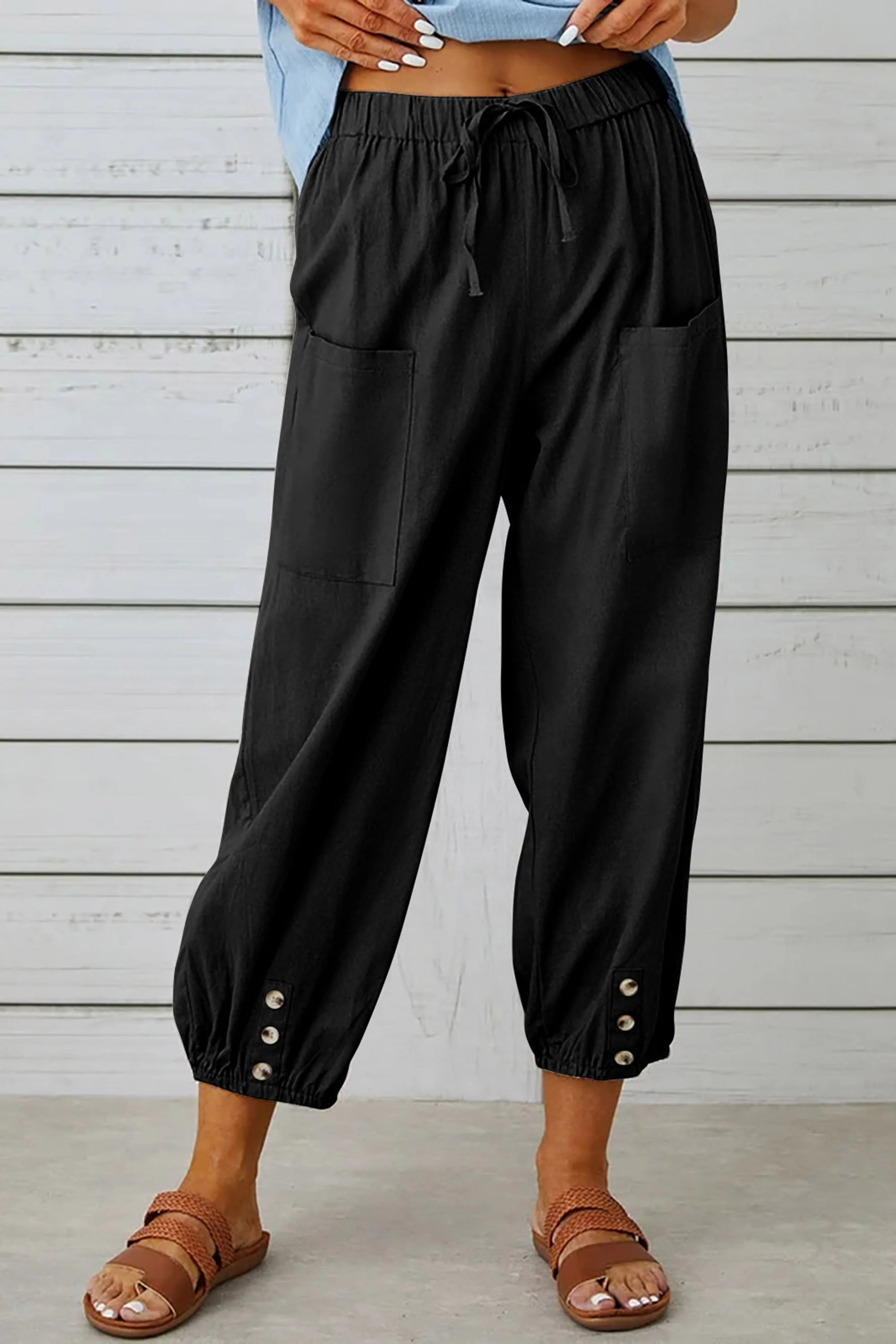 Phaola® | Fashionable Harem Pants With Button Detail For A Trendy Look - Image 6