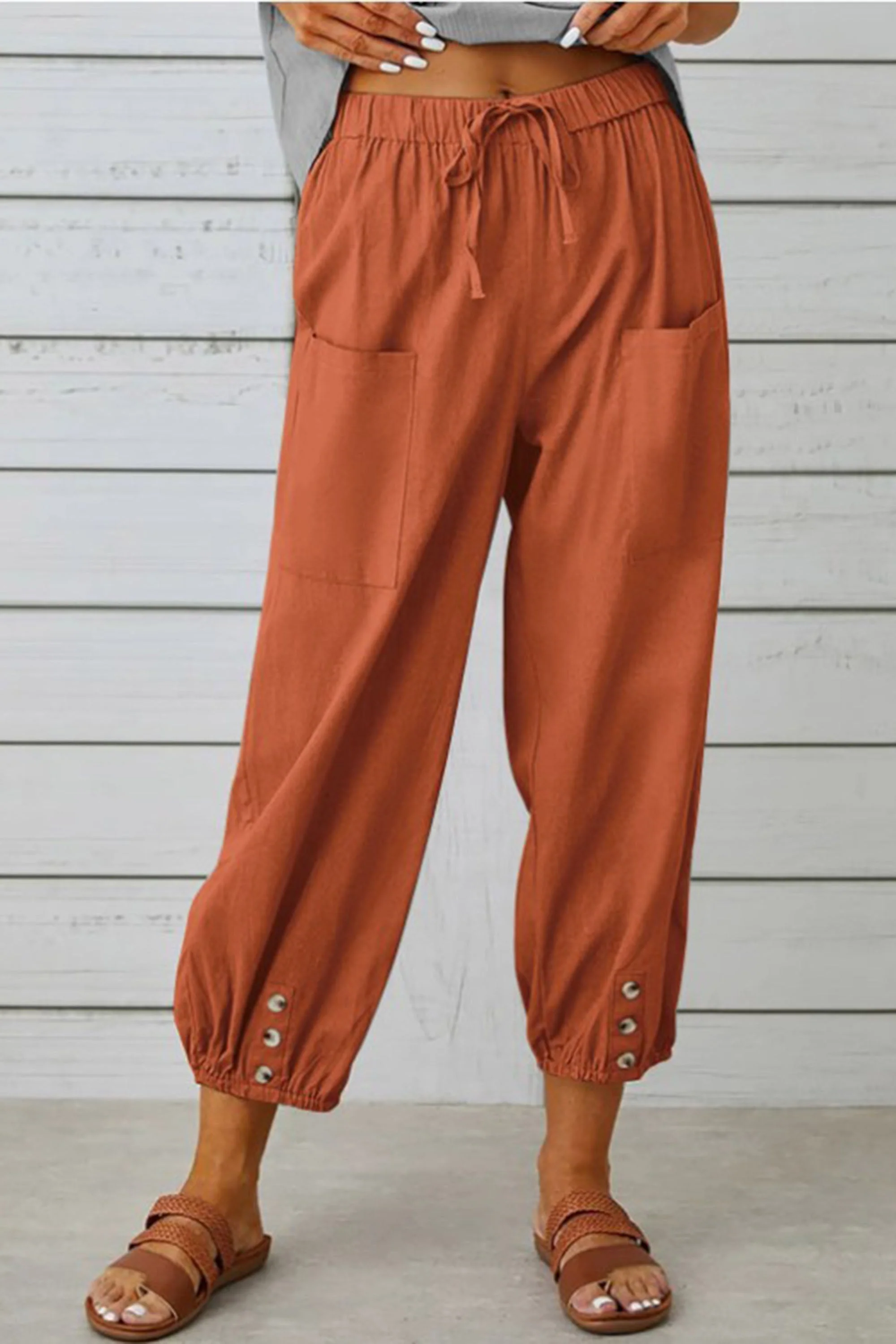 Phaola® | Fashionable Harem Pants With Button Detail For A Trendy Look - Image 9