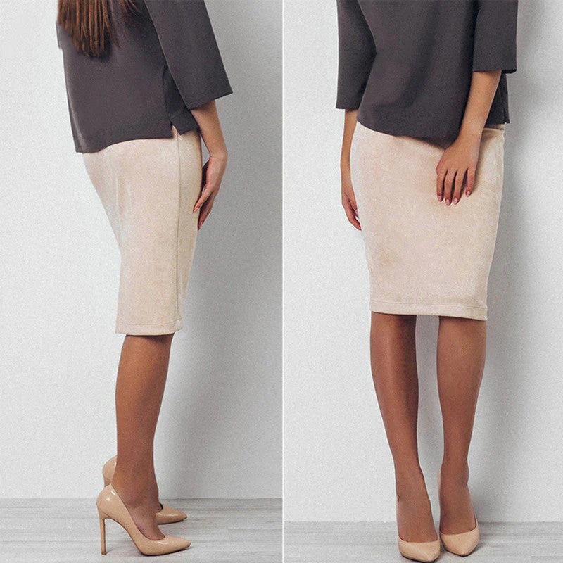 Phoebe® | Beige Pencil Skirt For Women - Image 3