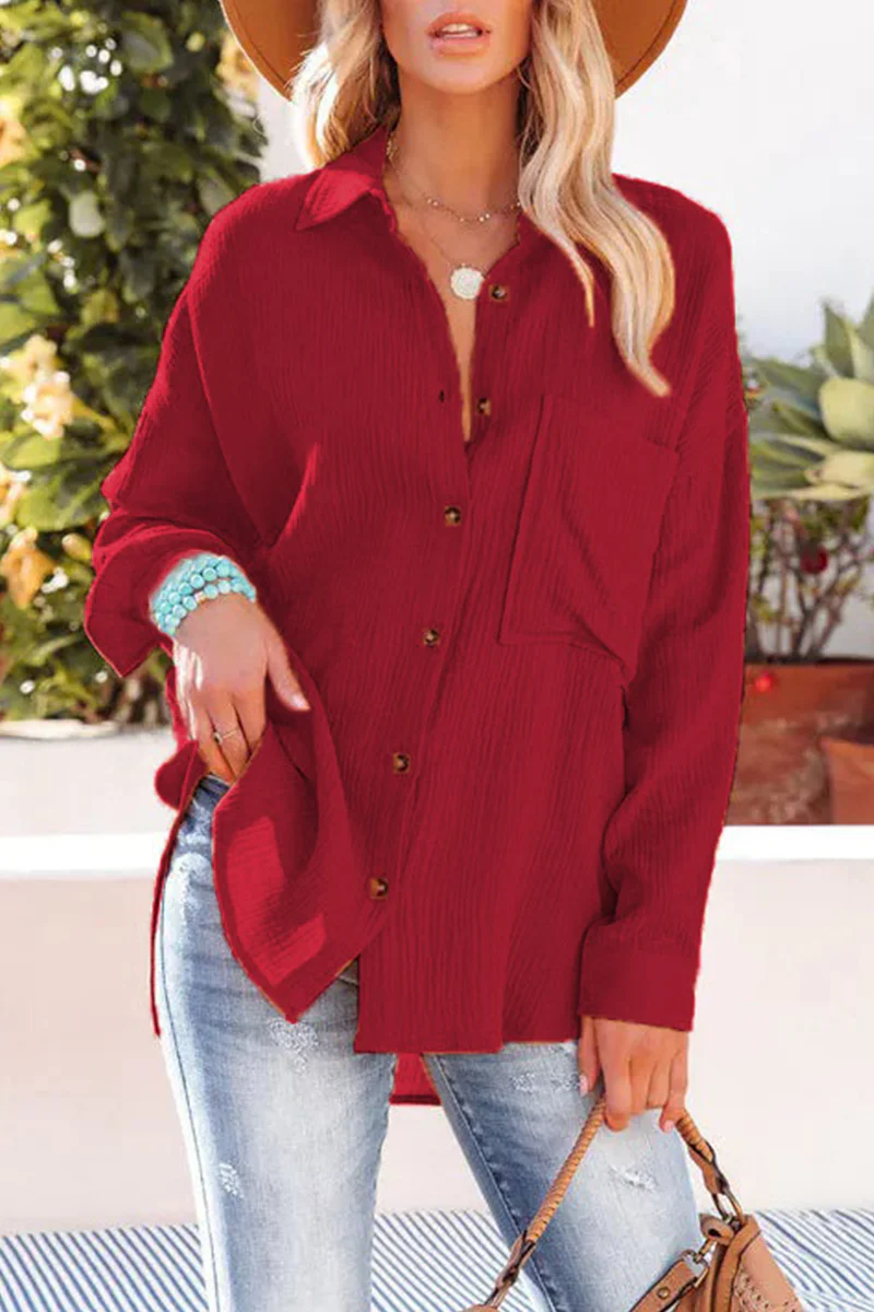 Piera® | Casual Long-Sleeved Button-Down Blouse With A Turn-Down Collar - Image 3