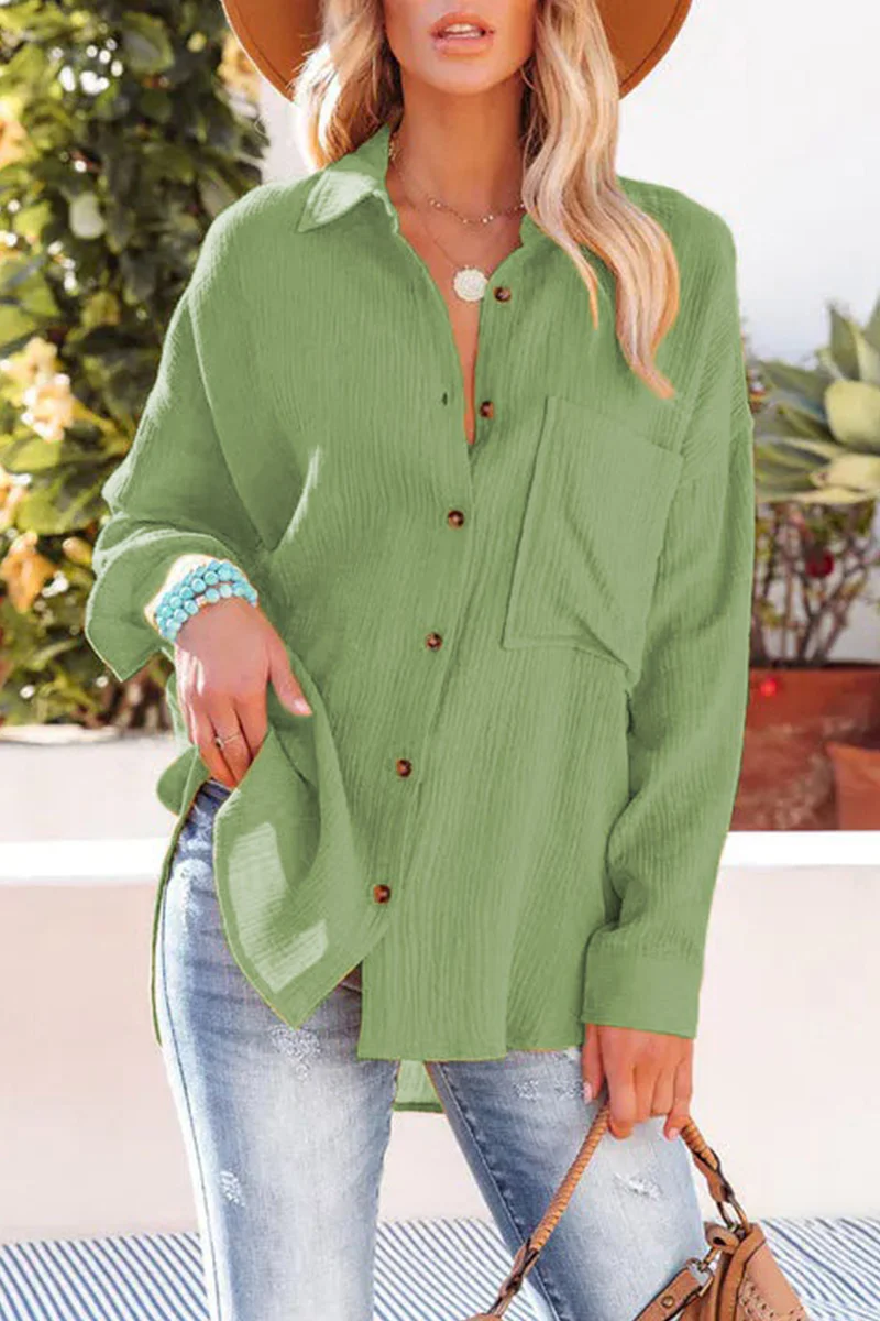 Piera® | Casual Long-Sleeved Button-Down Blouse With A Turn-Down Collar - Image 4
