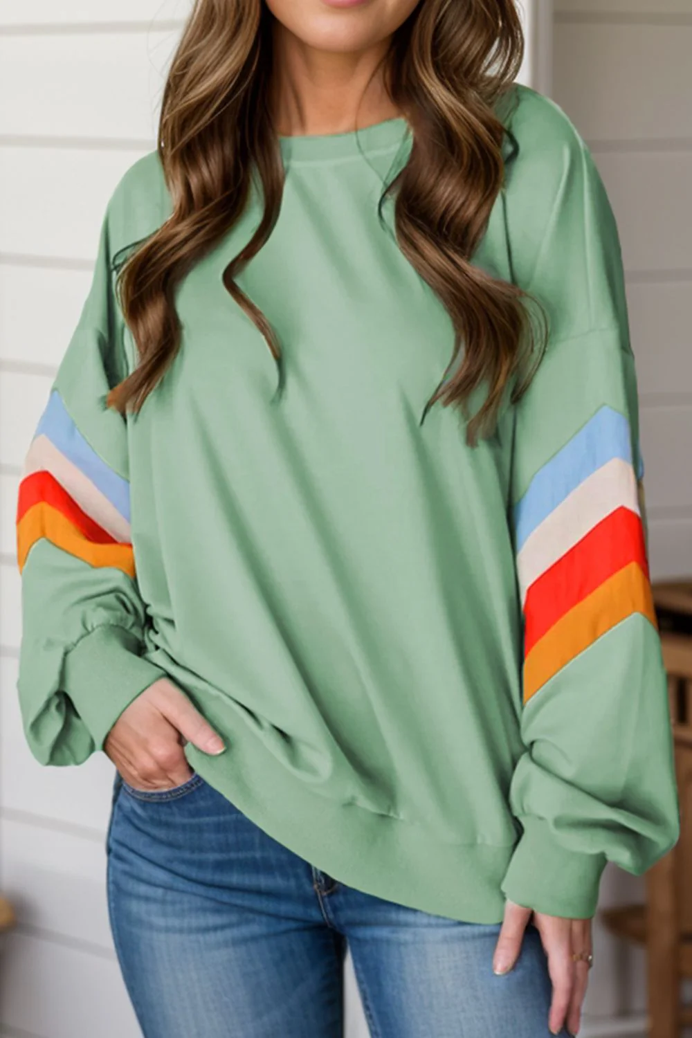 Pilar | Contrasting long-sleeved crew neck sweatshirt