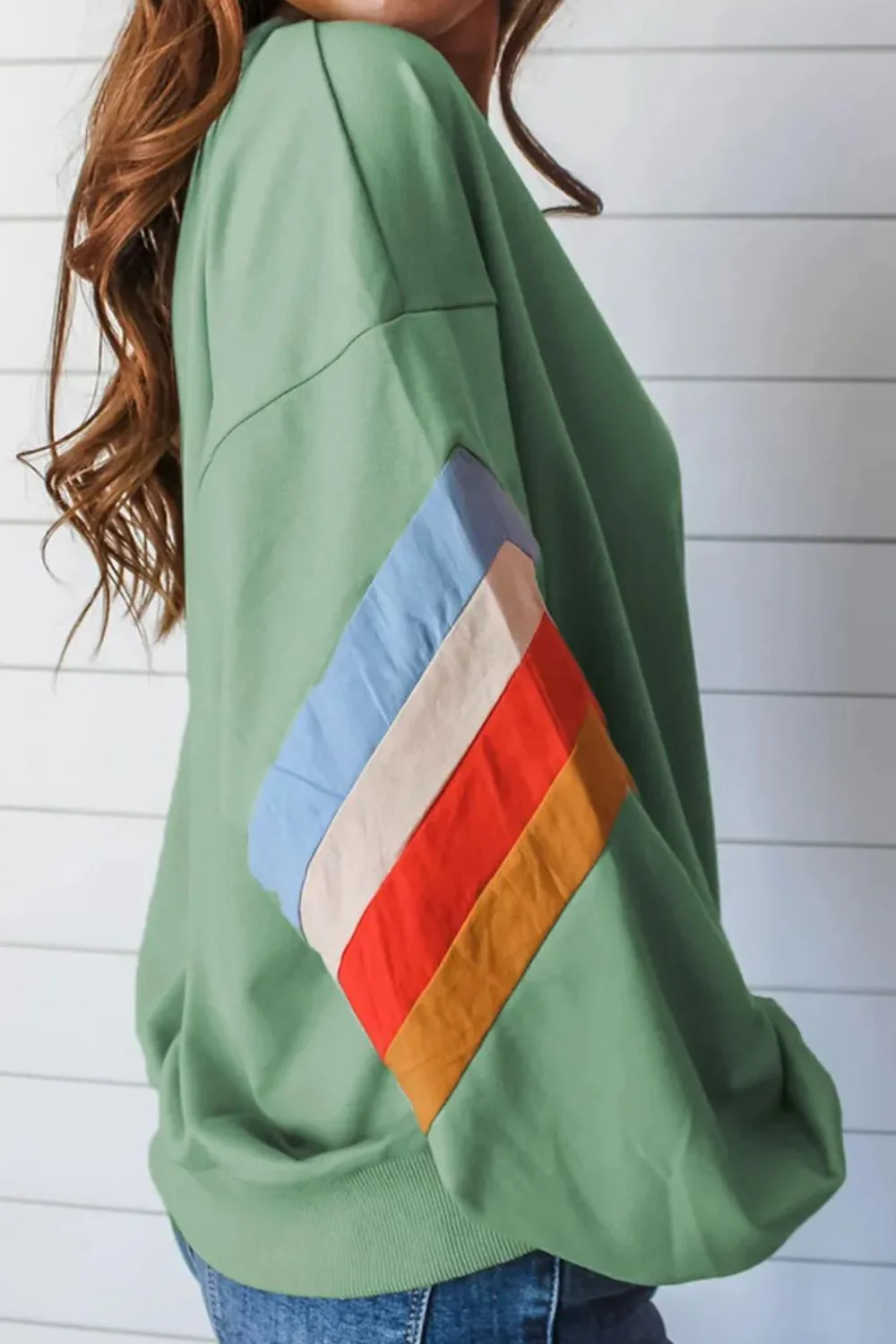 Pilar | Contrasting long-sleeved crew neck sweatshirt - Image 2