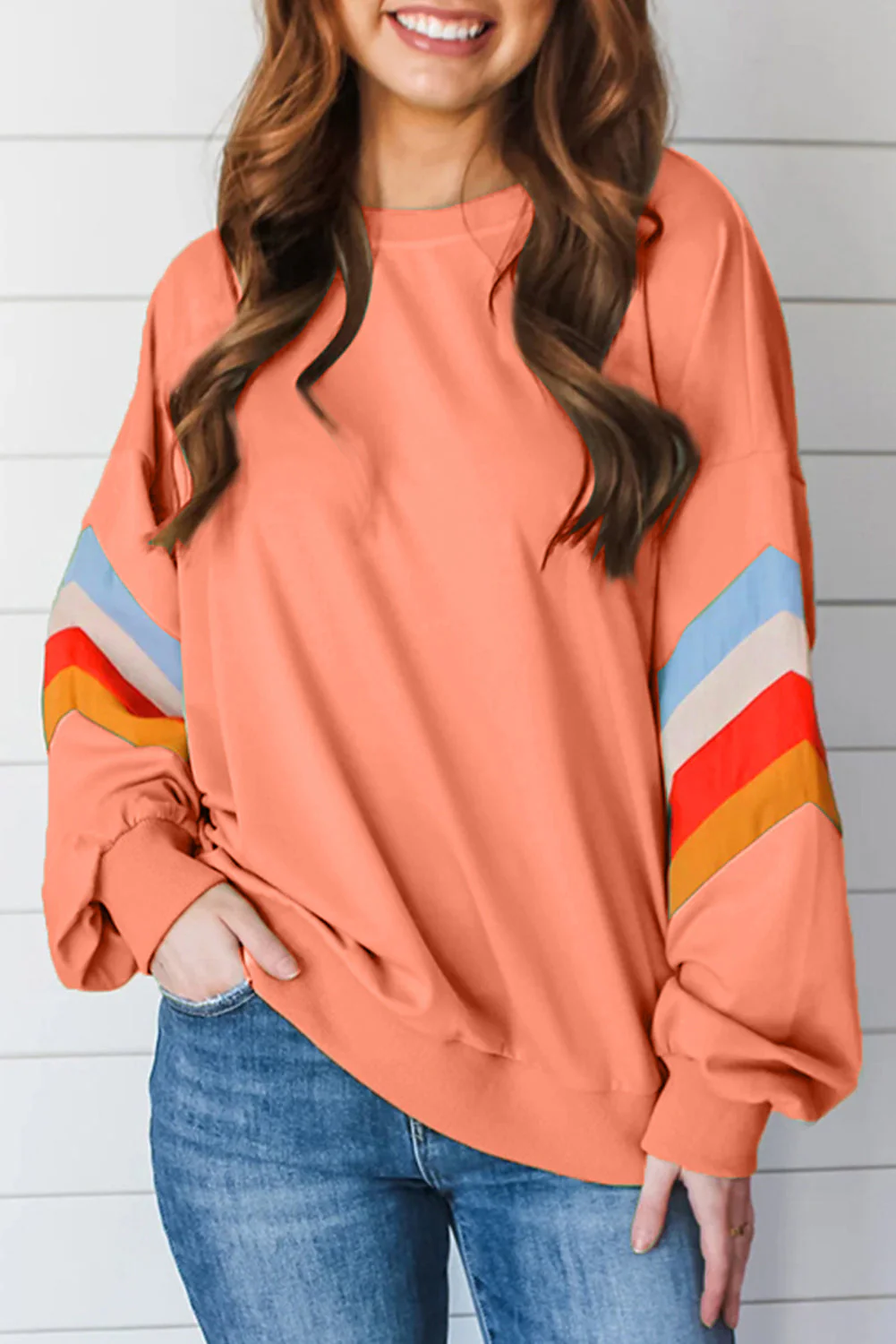 Pilar | Contrasting long-sleeved crew neck sweatshirt - Image 5