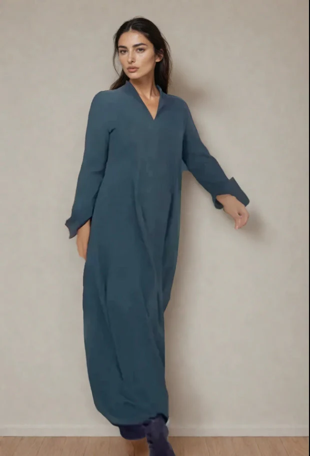 Pilar® | Stretch Cotton Long Dress With Pockets - Image 2