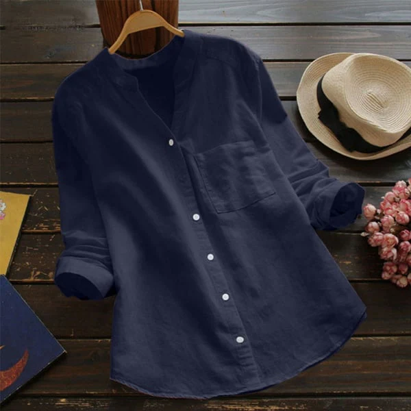 Pilar® | Stylish Linen Long Sleeve Blouse - Image 9