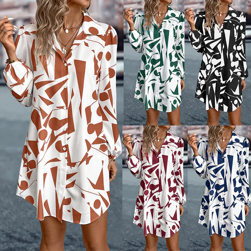 Pilar® | Women'S Abstract Printed Shirt Dress