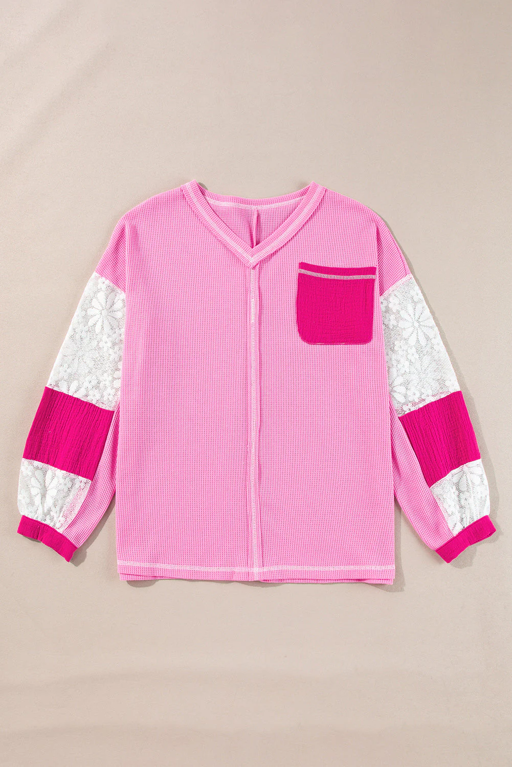 Pink | Casual and comfortable winter blouse - Image 3