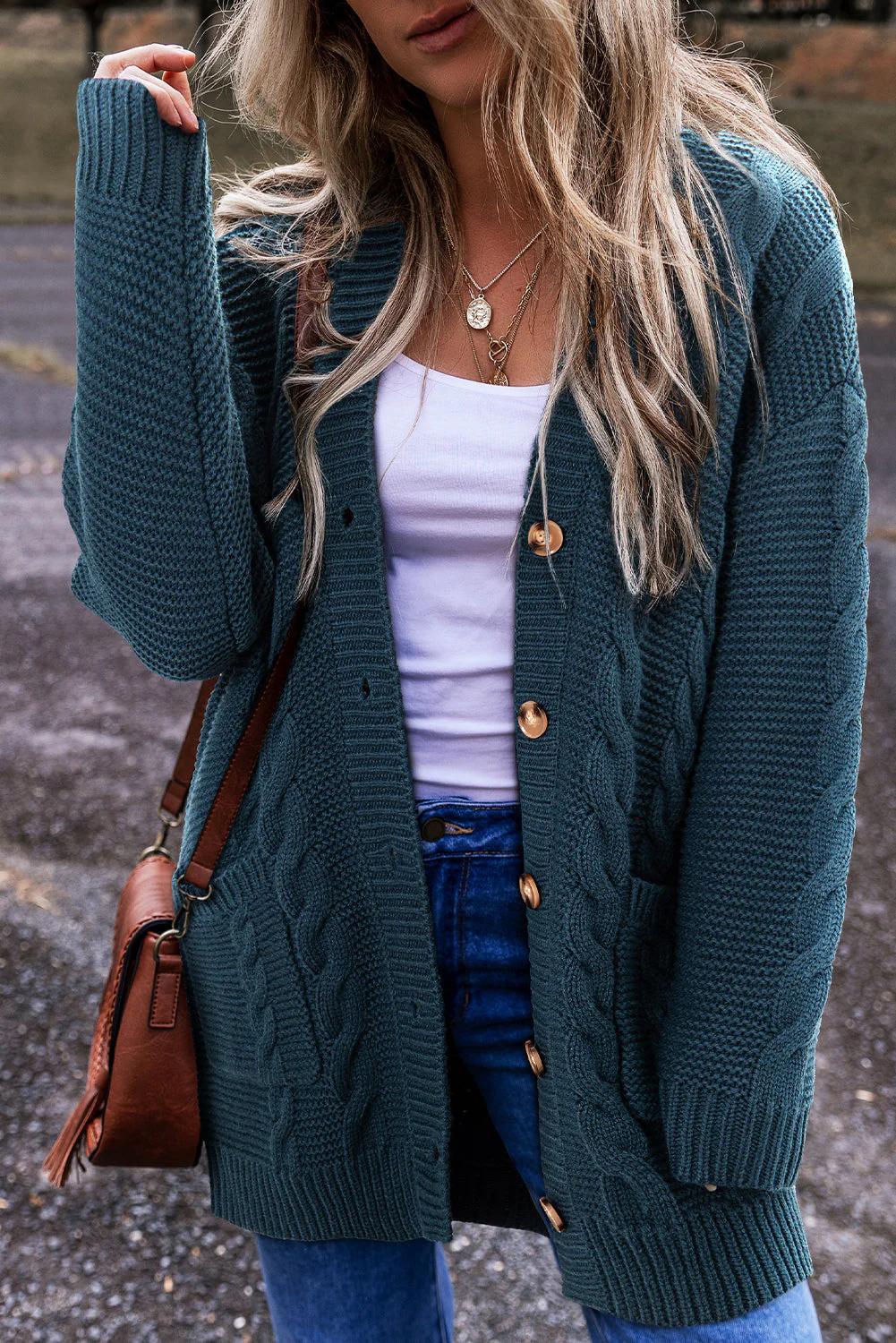 Pink| Casual and stylish winter cardigan - Image 6