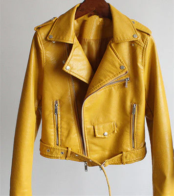 Pink | Cropped leather jacket for her: Stylish 2024 - Image 3
