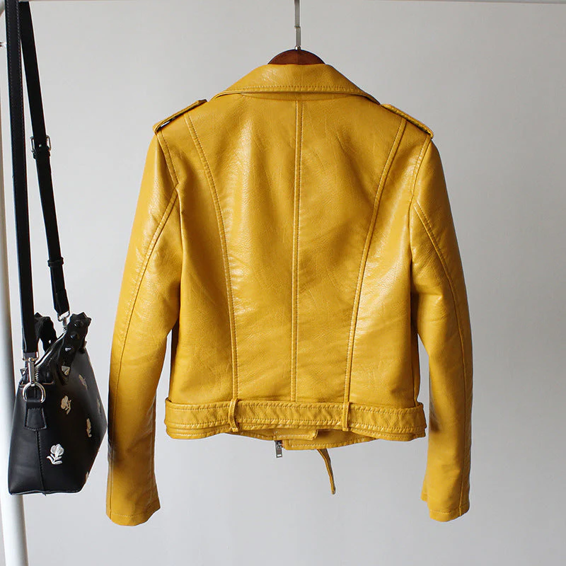 Pink | Cropped leather jacket for her: Stylish 2024 - Image 4