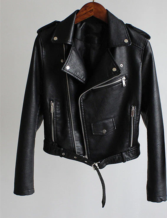Pink | Cropped leather jacket for her: Stylish 2024 - Image 5