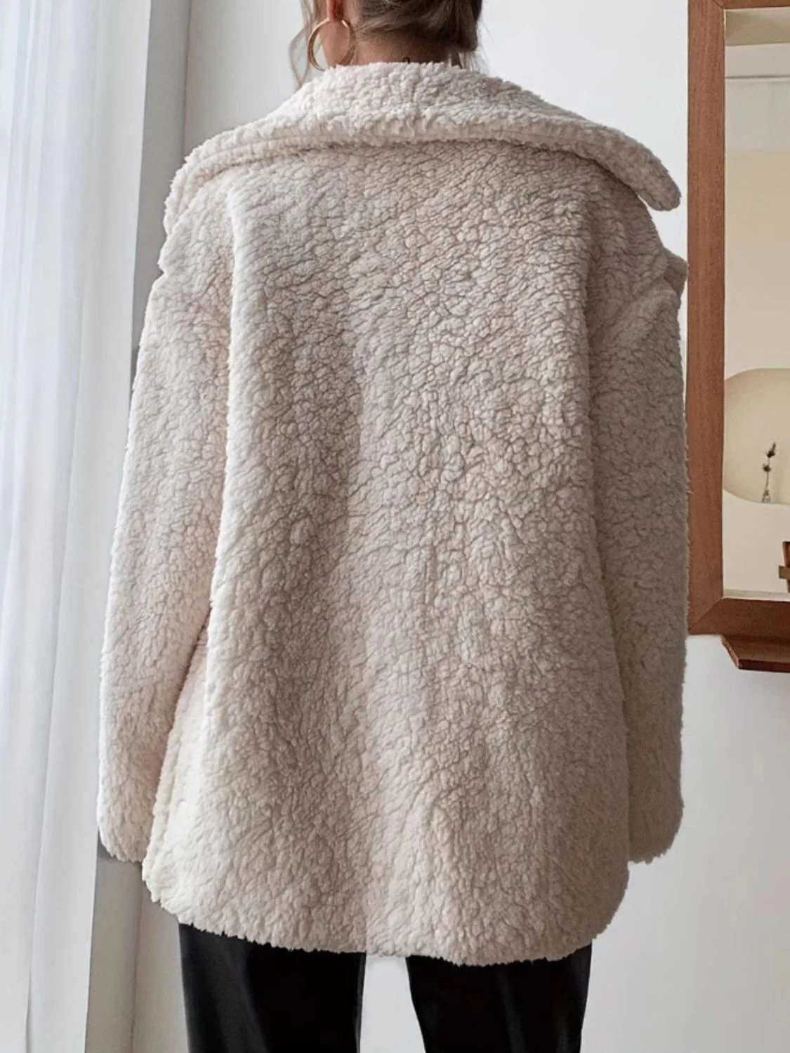 Pink | Fluffy, long-sleeved coat with an open front - Image 2