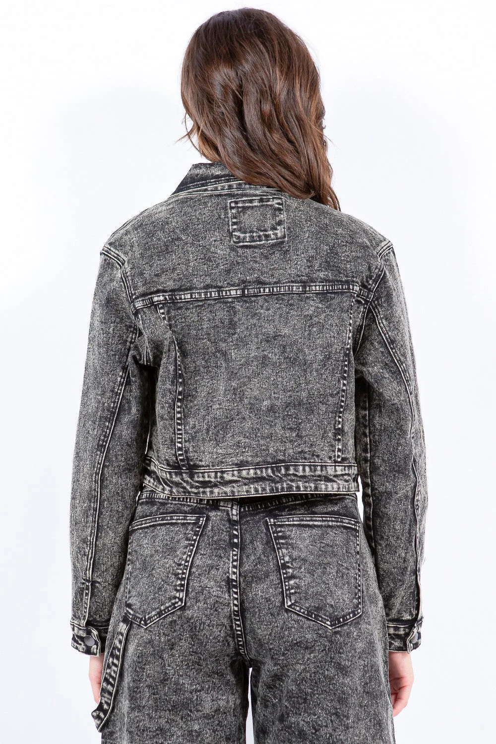 Pink | Overdyed bleached cropped zip jacket from American Bazi - Image 2