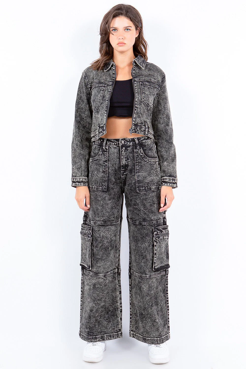 Pink | Overdyed bleached cropped zip jacket from American Bazi - Image 5