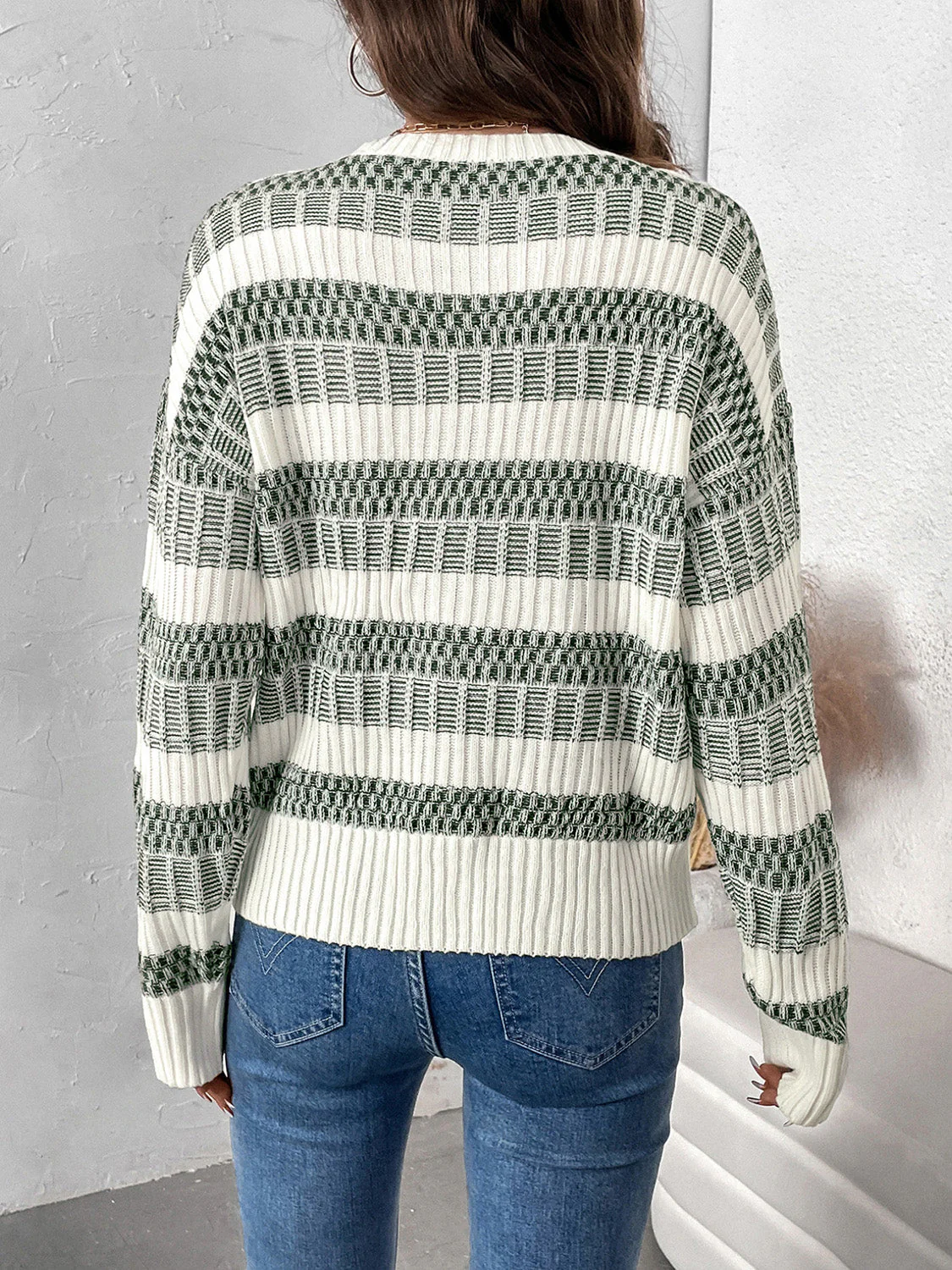 Pink | Perfee contrast long sleeve crew neck jumper - Image 2