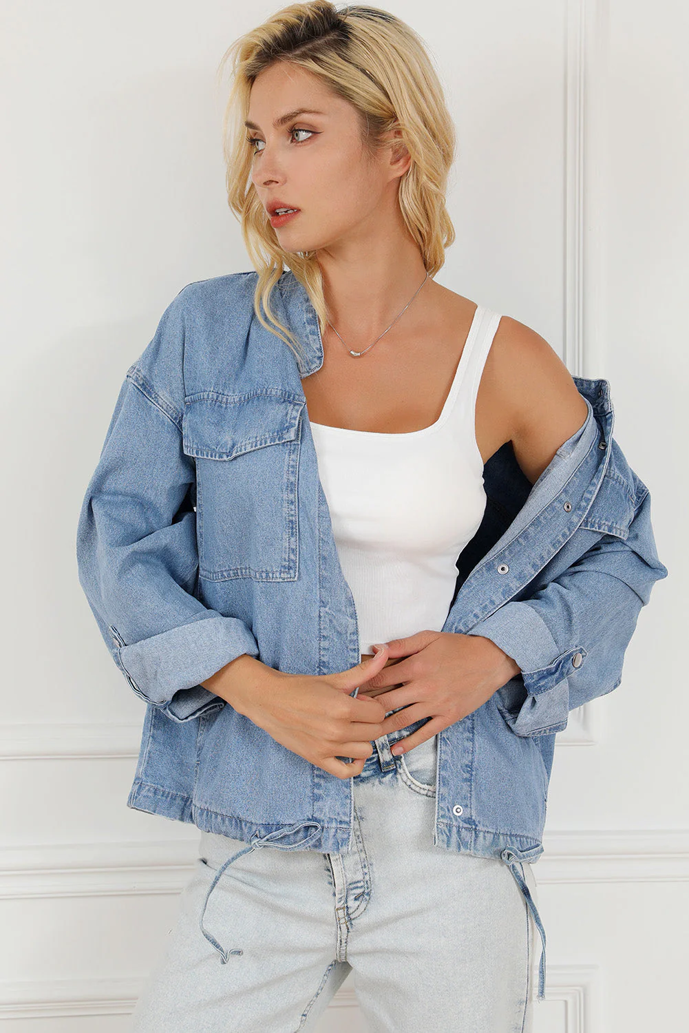 Ramona | Long sleeve denim top with snap fasteners - Image 3