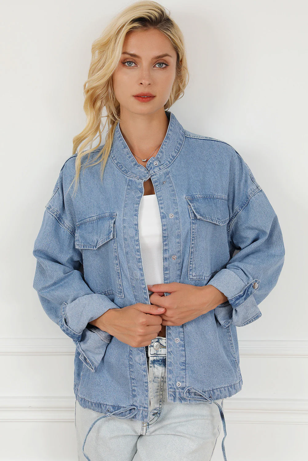 Ramona | Long sleeve denim top with snap fasteners - Image 4