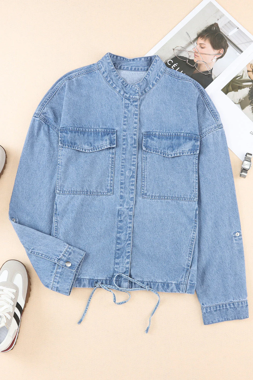Ramona | Long sleeve denim top with snap fasteners - Image 7