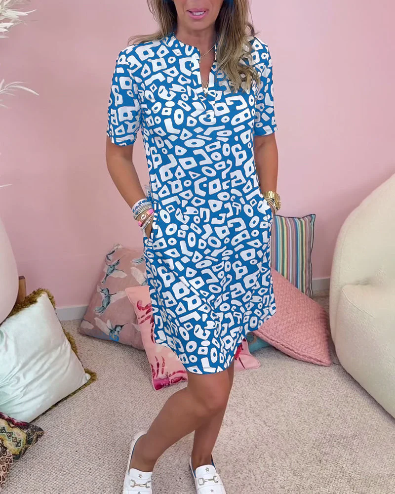 Ramona® | Printed V-Neck Dress With Pockets - Image 6
