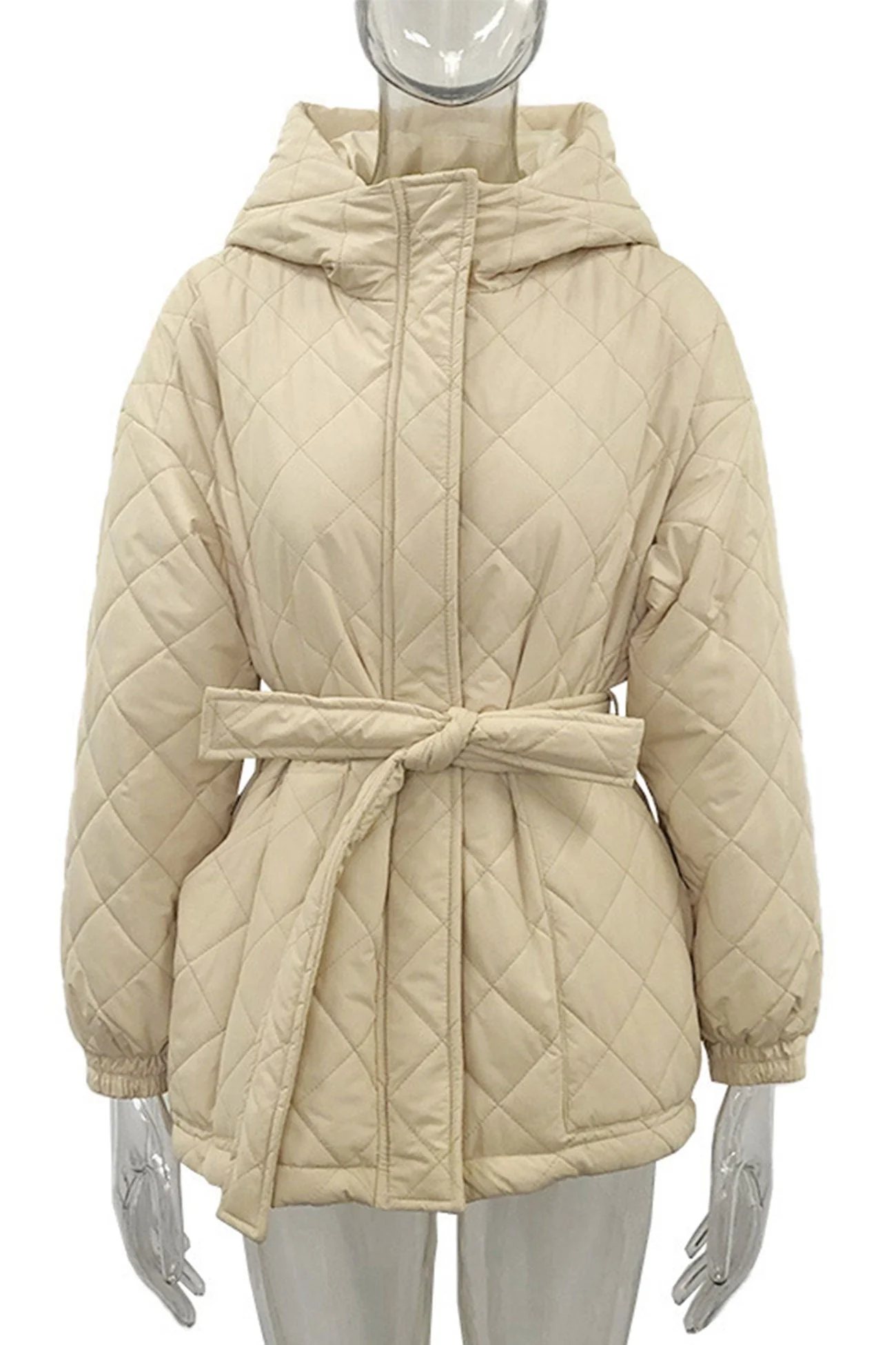 Ramona | Quilted jacket with hood and pocket belt - Image 2