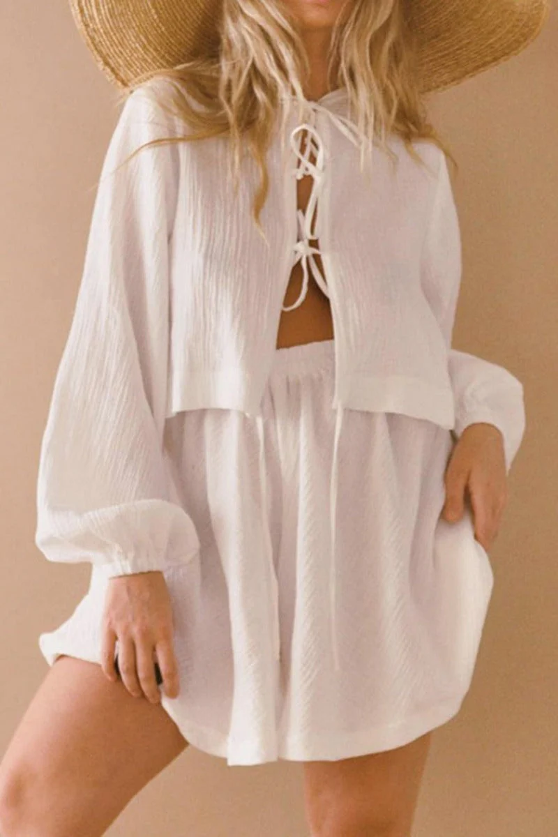 Raquel® | Cotton Linen Suit With Tie - Image 2